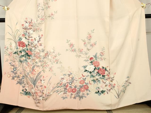 平和屋着物●訪問着 友禅 作家物 枝花文 暈し染め 正絹 逸品 AABK8596cs