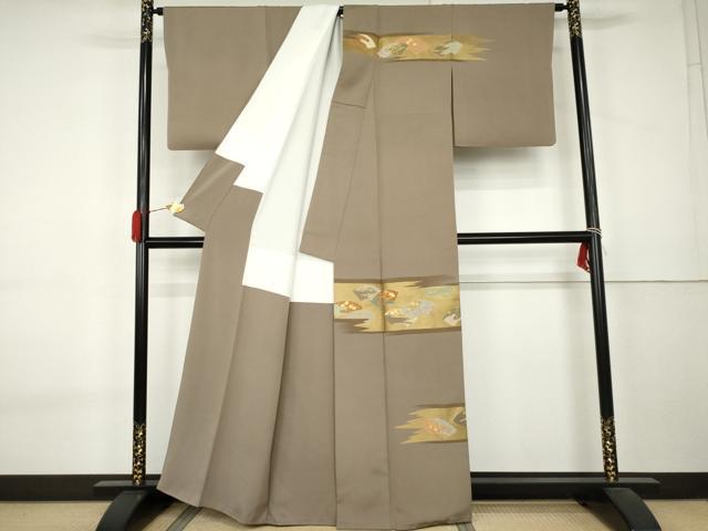 平和屋着物●訪問着 竹屋町刺繍 地紙松竹梅文 金糸 金彩 正絹 逸品 AABK8598cs