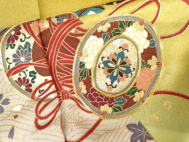平和屋着物●豪華振袖 駒刺繍 鳳凰花鼓文 暈し染め 金彩 ロング丈 正絹 逸品 AABK8600cs