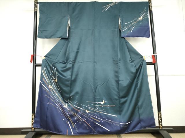 平和屋着物●訪問着 舞蝶文 暈し染め 金彩 正絹 逸品 未使用 AABK8601cs