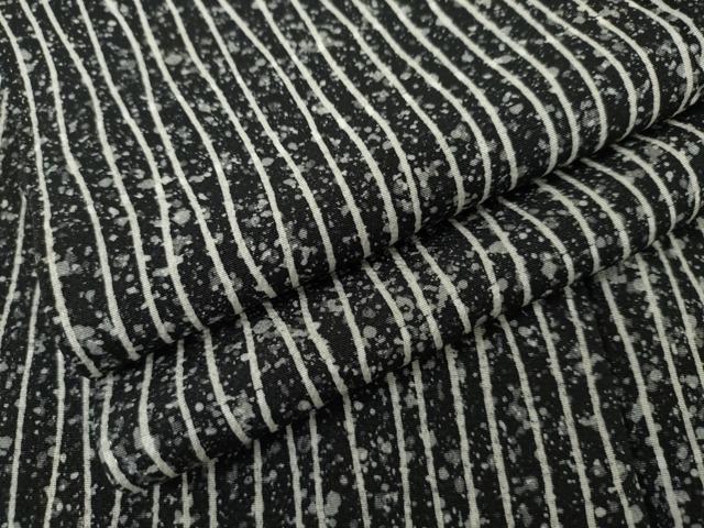 平和屋着物●上質な小紋 よろけ縞 黒地 正絹 逸品 未使用 AABK8616cs
