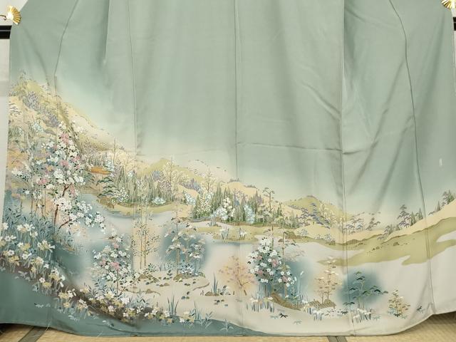 平和屋着物●京友禅作家 外池雅峰 色留袖 浜松風景文 暈し染め 正絹 逸品 AABK8617cs
