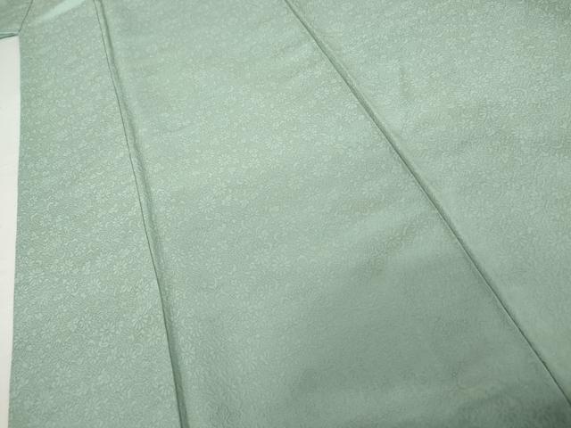 平和屋着物●上質な色無地 花唐草地紋 青竹色 正絹 逸品 未使用 AABK8624cs