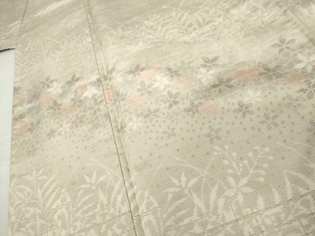 平和屋着物●訪問着 紬地 草花文 正絹 逸品 AABK8632cs