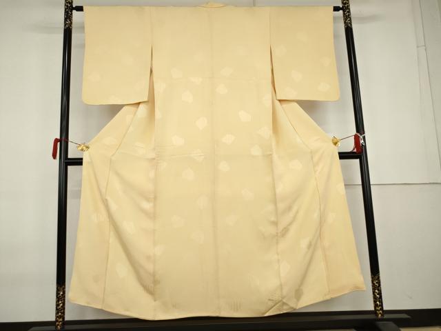 平和屋着物●上質な色無地 切嵌地紋 蜂蜜色 正絹 逸品 AABK8635cs