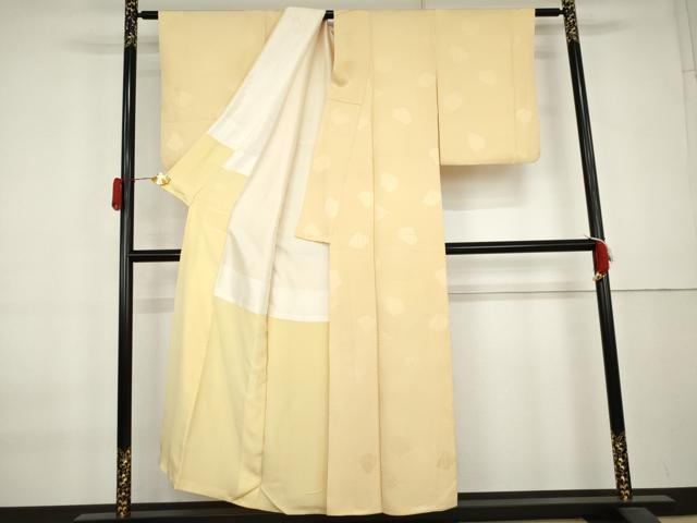 平和屋着物●上質な色無地 切嵌地紋 蜂蜜色 正絹 逸品 AABK8635cs