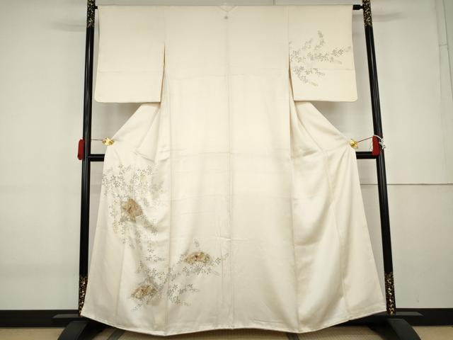 平和屋着物●訪問着 刺繍 鳳凰扇面文 正絹 逸品 AABK8636cs