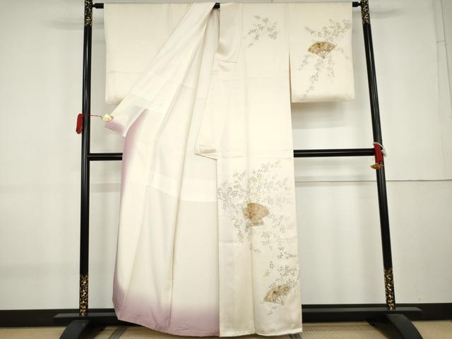 平和屋着物●訪問着 刺繍 鳳凰扇面文 正絹 逸品 AABK8636cs