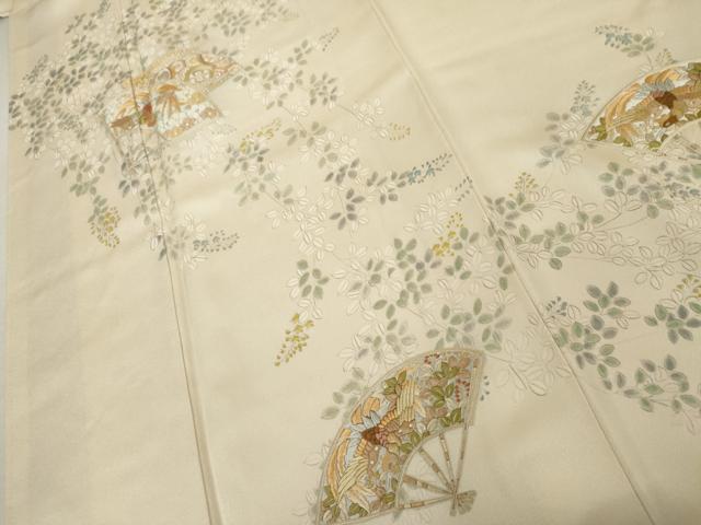 平和屋着物●訪問着 刺繍 鳳凰扇面文 正絹 逸品 AABK8636cs