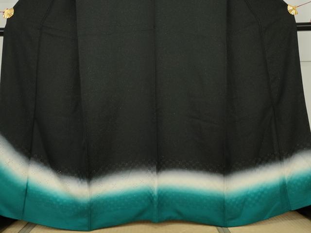 平和屋着物●色留訪問着 霞文 黒地 金通し地 ラインストーン 正絹 逸品 AABK8638cs