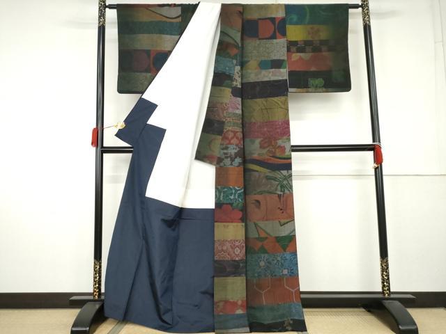 平和屋着物●小千谷紬 百柄 正絹 逸品 AABK8642cs