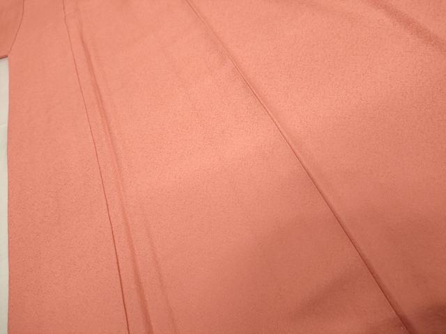 平和屋着物●上質な色無地 作家物 草木染 霞地紋 甚三紅色 正絹 逸品 AABK8645cs
