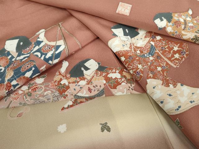 平和屋着物●友禅作家の巨匠 浅井青仁 色留袖 童子花文 暈し染め 正絹 逸品 AABK8658cs