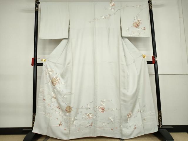 平和屋着物●訪問着 駒刺繍 雪輪枝花文 金彩 正絹 逸品 AABK8667cs