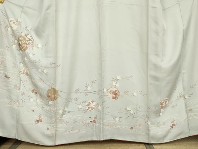 平和屋着物●訪問着 駒刺繍 雪輪枝花文 金彩 正絹 逸品 AABK8667cs