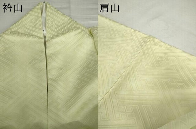 平和屋着物●上質な色無地 紗綾形地紋 夏虫色 正絹 逸品 AABK8679cs