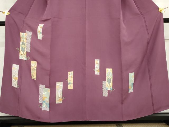 平和屋着物●訪問着 駒刺繍 短冊草花文 金彩 正絹 逸品 AABK8682cs