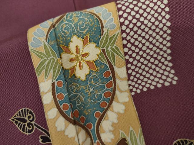 平和屋着物●訪問着 駒刺繍 短冊草花文 金彩 正絹 逸品 AABK8682cs