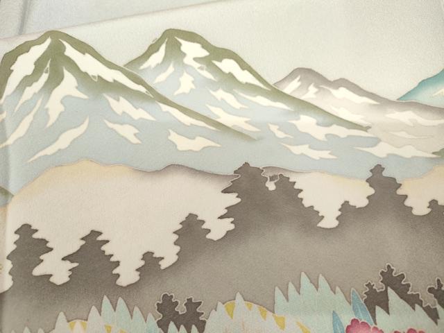 平和屋着物●訪問着 友禅 作家物 遠山樹林風景文 暈し染め 正絹 逸品 AABK8685cs
