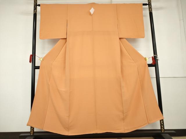 平和屋着物●上質な色無地 柑子色 正絹 逸品 AABK8692cs