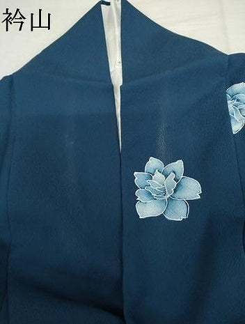 平和屋着物●上質な小紋 藍 ろうけつ染 舞花文 正絹 逸品 AABK8695cs