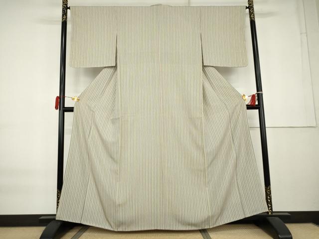 平和屋着物●上質な小紋 縞 正絹 逸品 未使用 AABK8696cs