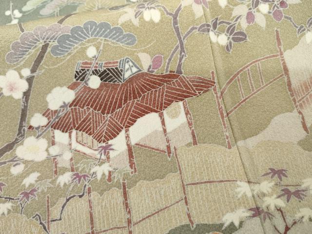 平和屋着物●豪華色留袖 友禅 作家物 浜松風景文 暈し染め 正絹 逸品 AABK8698cs