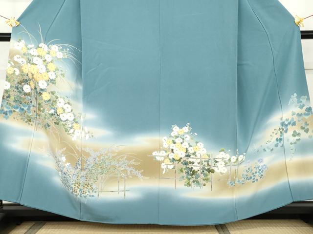 平和屋着物●訪問着 友禅 草花文 暈し染め 正絹 逸品 AABK8700cs