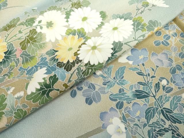 平和屋着物●訪問着 友禅 草花文 暈し染め 正絹 逸品 AABK8700cs