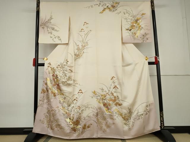 平和屋着物●訪問着 短冊草花文 暈し染め 金彩 正絹 逸品 AABK8702cs