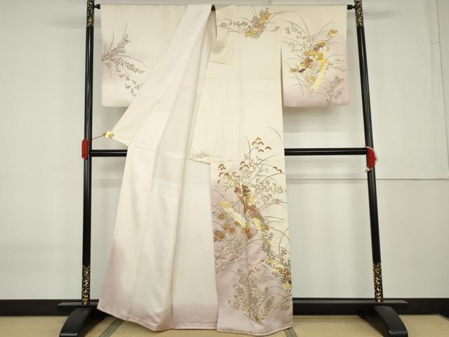 平和屋着物●訪問着 短冊草花文 暈し染め 金彩 正絹 逸品 AABK8702cs