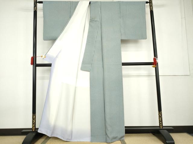 平和屋着物●江戸小紋 縞 正絹 逸品 AABK8706cs