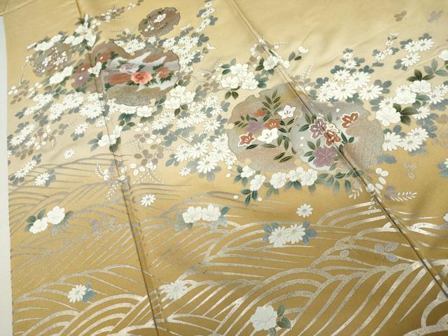 平和屋着物●訪問着 刺繍 雪輪草花文 暈し染め 金糸 銀彩 正絹 逸品 AABK8710cs