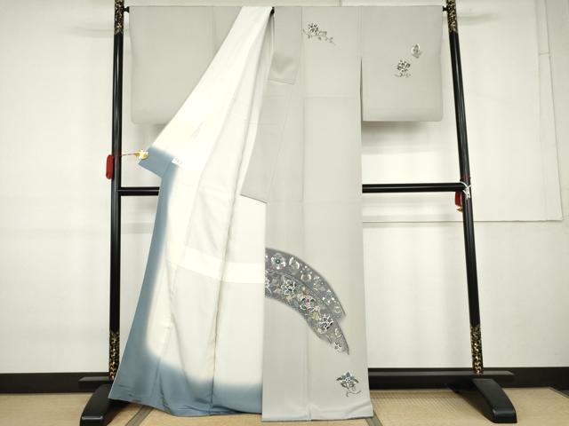平和屋着物●訪問着 刺繍 更紗花文 金糸 金彩 正絹 逸品 AABK8714cs