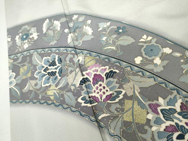平和屋着物●訪問着 刺繍 更紗花文 金糸 金彩 正絹 逸品 AABK8714cs