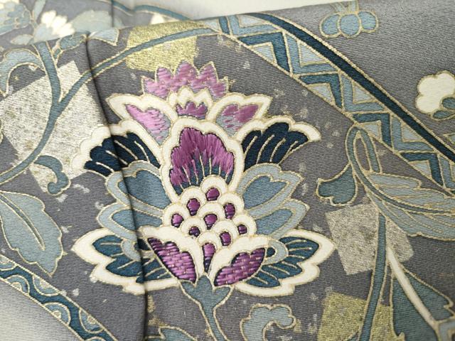 平和屋着物●訪問着 刺繍 更紗花文 金糸 金彩 正絹 逸品 AABK8714cs
