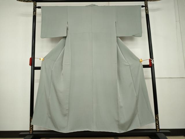 平和屋着物●上質な色無地 紗綾形地紋 柳鼠色 正絹 逸品 AABK8720cs