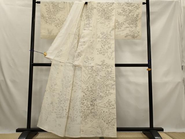 平和屋着物*夏物 訪問着 紗紬 手描き 流水花松文 正絹 逸品 AABK8726st