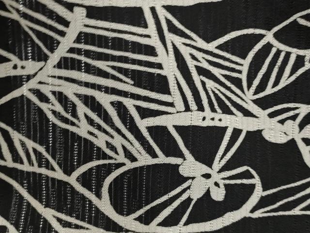 平和屋着物*夏物 訪問着 縦絽 型染め 草花文 黒地 正絹 逸品 AABK8730st