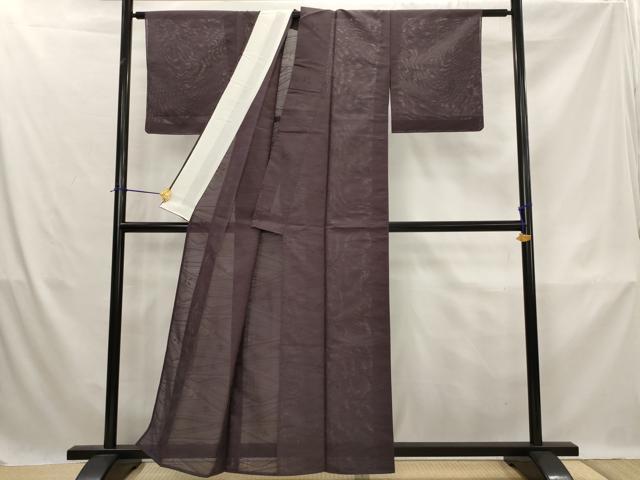平和屋着物*夏物 色無地 絽 花紋紗 似せ紫色 正絹 逸品 AABK8734st