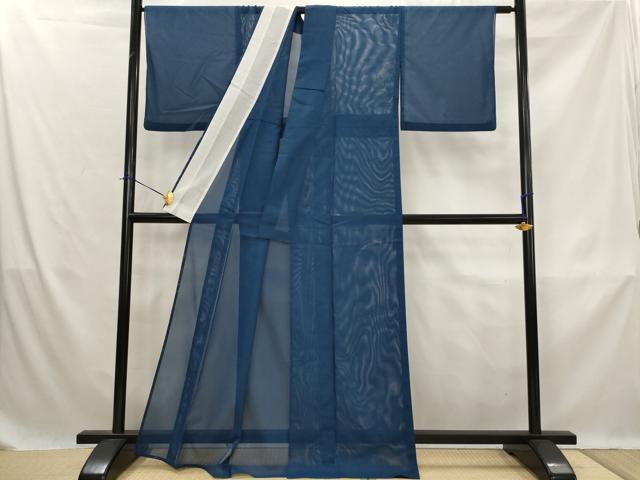 平和屋着物*夏物 色無地 絽 青藍色 洗える着物 AABK8736st