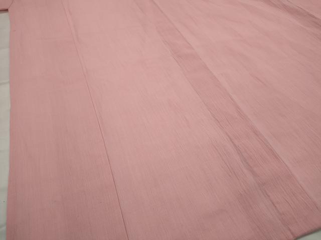 平和屋着物*夏物 綿麻ちぢみ 仁佐エ門 紅梅色 小千谷織物謹製 証紙付き ロング丈 綿麻 AABK8738st