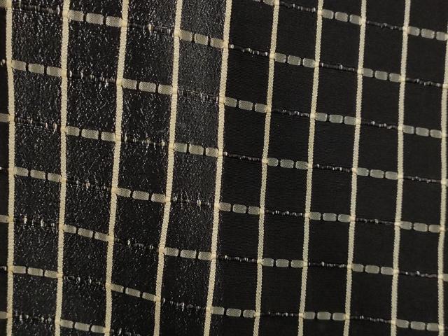 平和屋着物*夏物 お召 めがね織 格子 黒地 正絹 逸品 AABK8743st