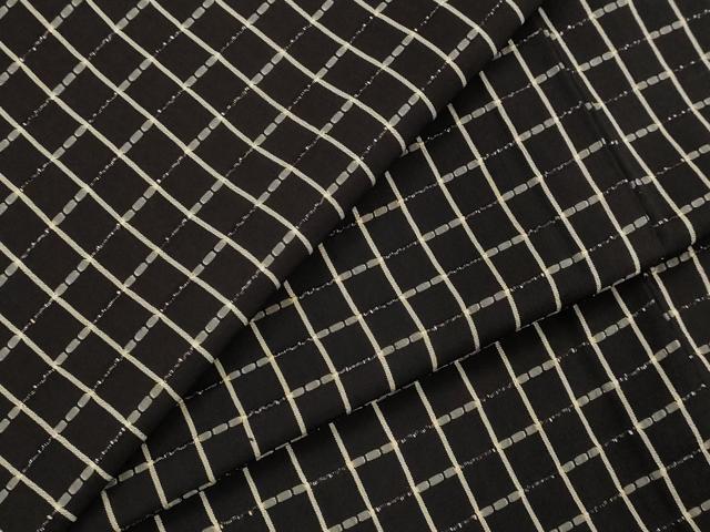平和屋着物*夏物 お召 めがね織 格子 黒地 正絹 逸品 AABK8743st