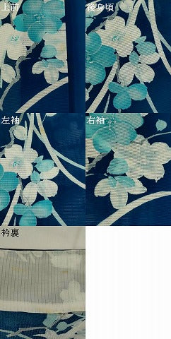 平和屋着物*夏物 小紋 絽 草花文 洗える着物 AABK8756st