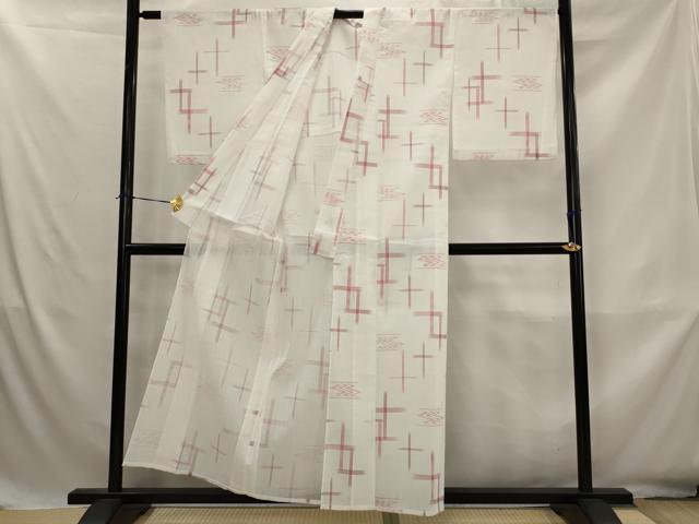 平和屋着物*夏物 小紋 紗 ちぢみ織 絣文様 洗える着物 AABK8757st