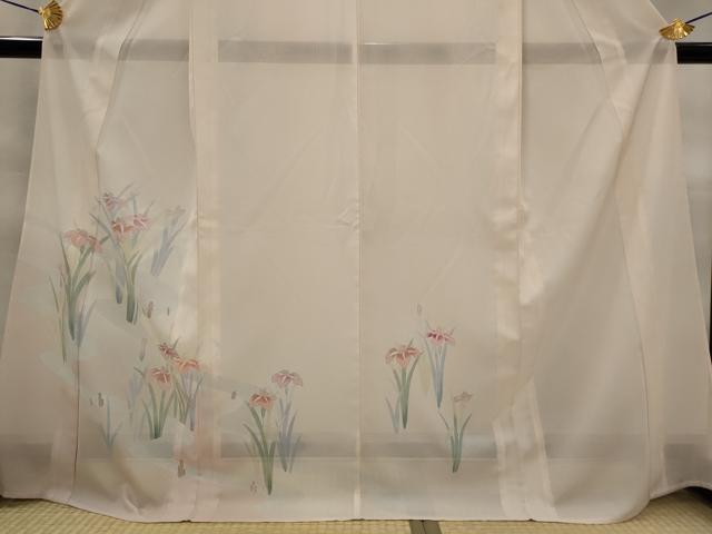 平和屋着物*夏物 訪問着 絽 流水草花文 暈し染め 銀彩 洗える着物 AABK8772st