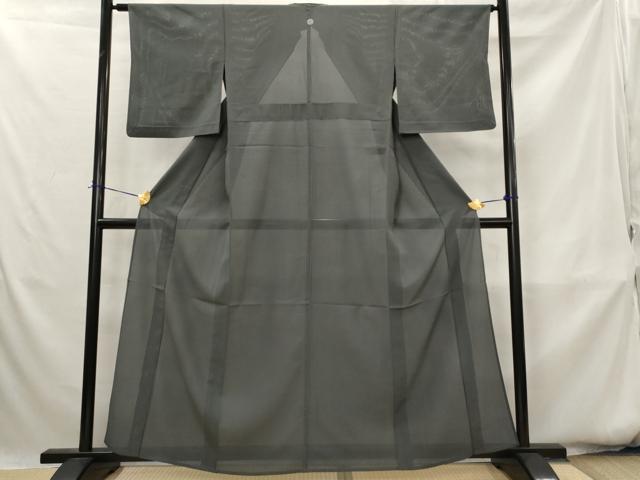 平和屋着物*夏物 色無地 縦絽 消炭色 正絹 逸品 AABK8773st