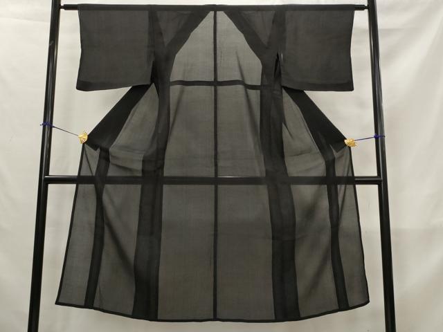 平和屋着物*夏物 色無地 紗 黒色 正絹 逸品 AABK8782st