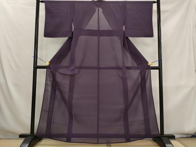 平和屋着物*夏物 色無地 紗 深紫色 正絹 逸品 AABK8800st